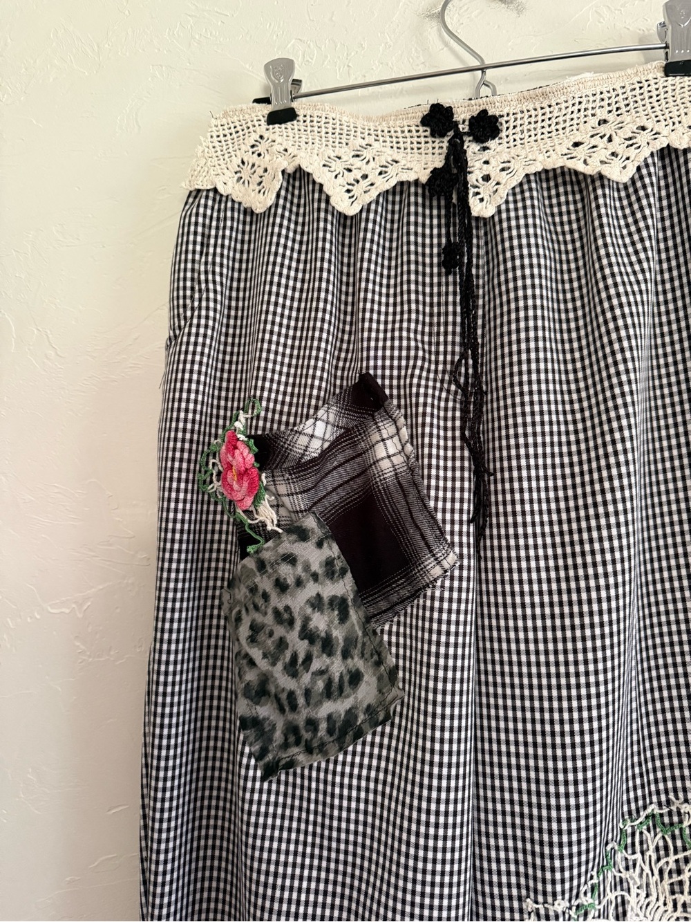 Black Checkered Patchwork Pants Size 14 - Picture 8 of 14